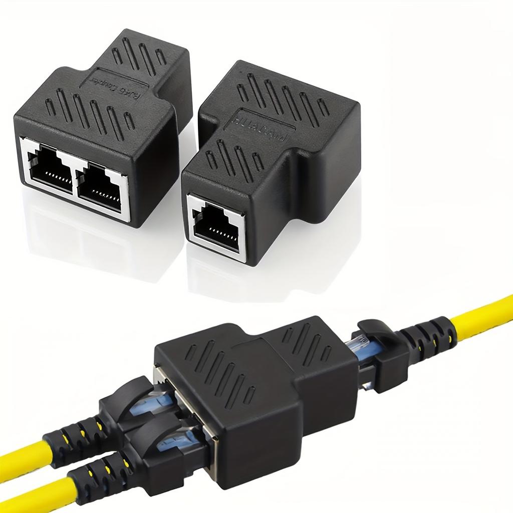 Splitter Adapter, USB 1 to 2 Network Connector, Dual LAN Ethernet Socket Extension plug Cable suitable for Cat5 Cat5e Cat6 Cat7