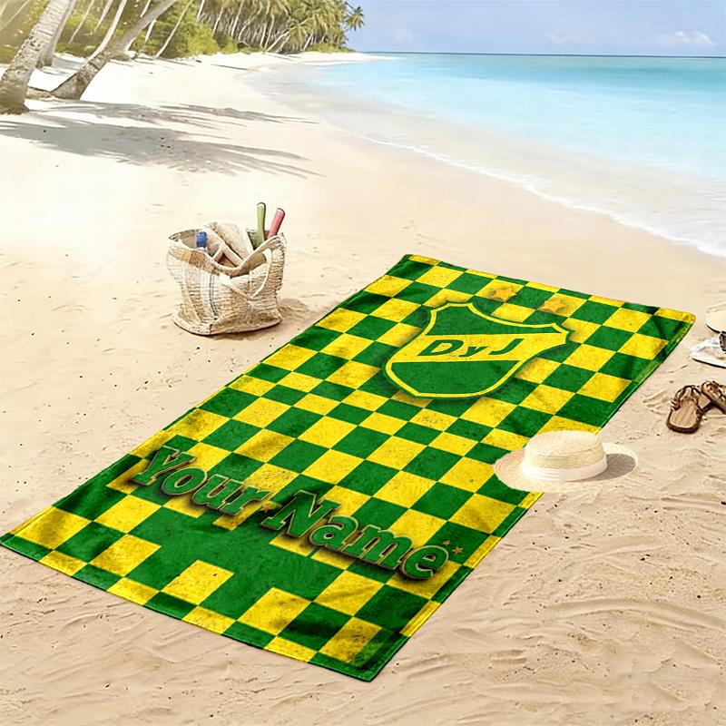 Name Custom Defensa y Justicia Print Beach Towel, Large Soft Quick Dry Towel for Beach Camping Swimming