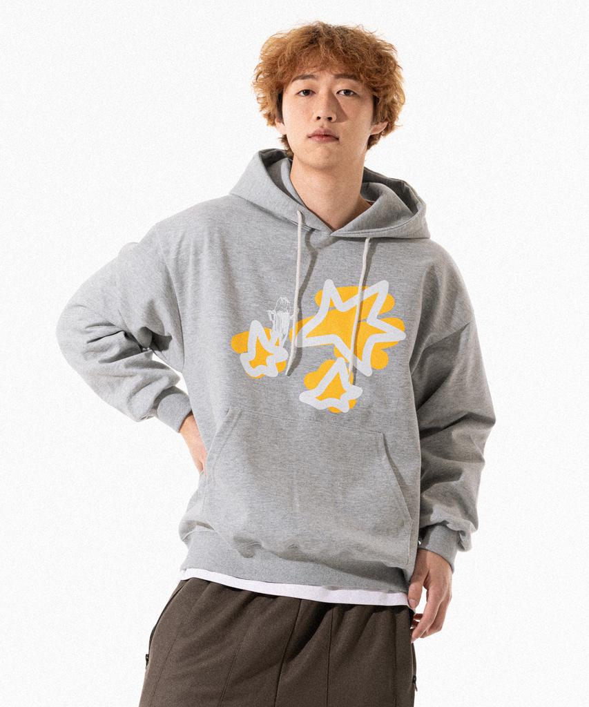 Henrik Star Drawing Hoodie Melange Gray
