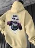 Robber graffiti print hooded sweater couple high street hiphop vintage mopping casual top
