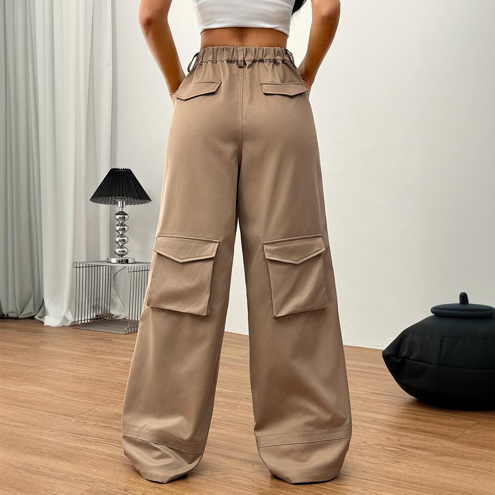 2025 Spring/Summer Women's Loose Wide-Leg Cargo Pants with Pockets