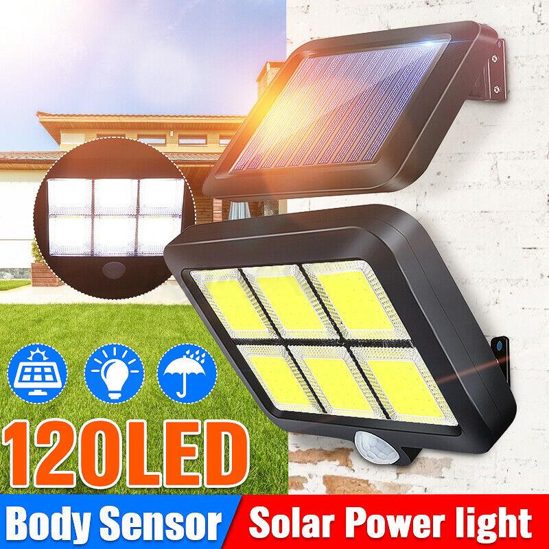 

Pdtoweb 120 Светодиодный солнечный настенный светильник IP65 Датчик движения Открытый садовый забор Лампа безопасности