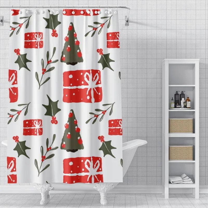 Home decoration shower curtains for bathroom waterproof curtain fabric Modern Nordic style Living Room Merry Christmas winter