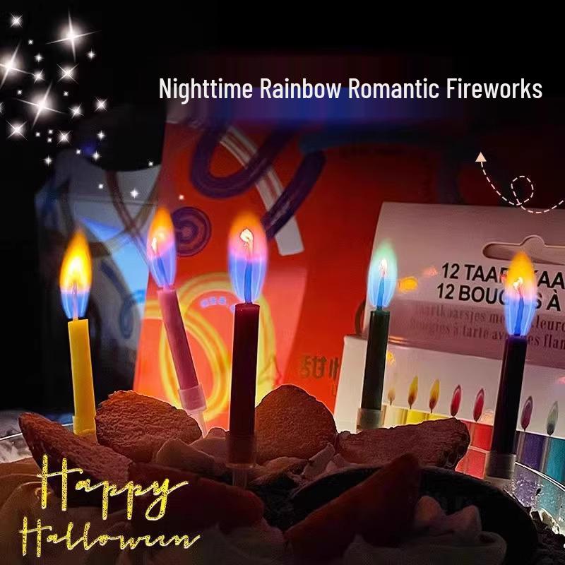 Exclusive Rainbow Flame Birthday Candles Set for Kids - 0.7
