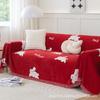 Red Festive Simple Chenille Sofa Cover Cartoon Cute Rabbit Non-slip Universal Full Cover Sofa Cover