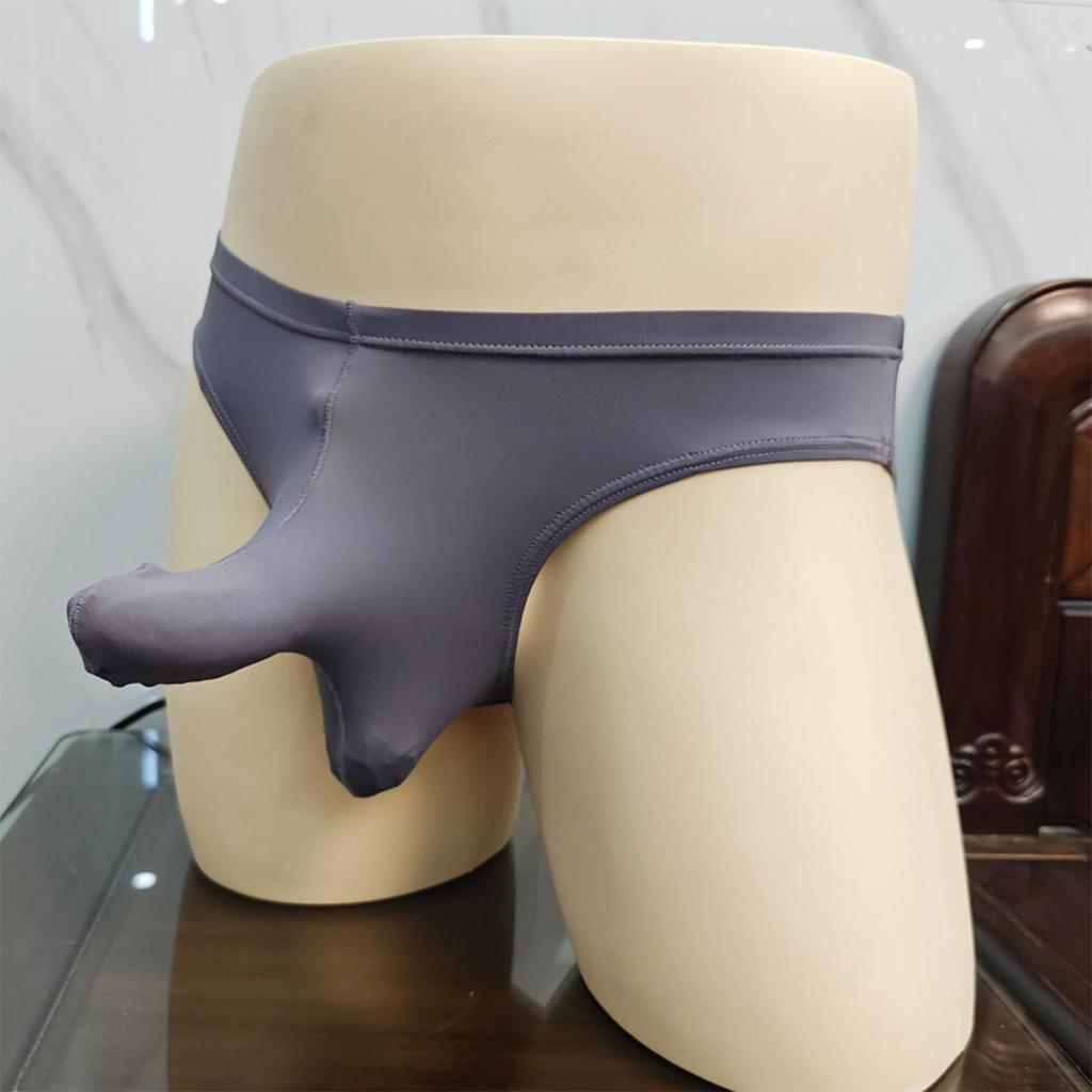 Men's Trendy Ice Silk Triangle Underwear with Unique Elephant Nose Design and Gun-Bullet Separation Feature