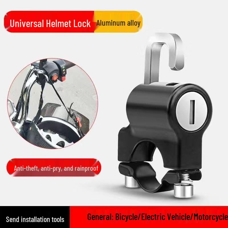 Universal Electric Vehicle Helmet Lock with Key Hook for Motorcycle Safety