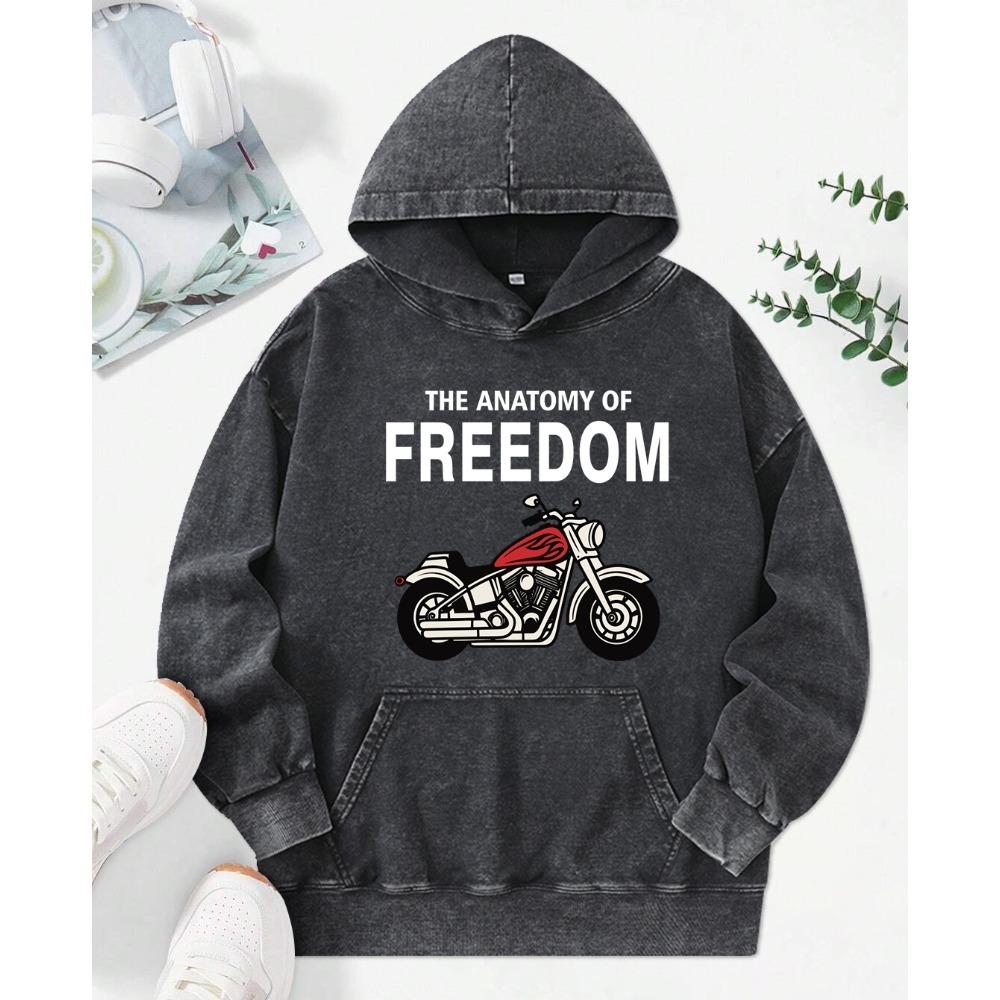 The Anatomy Of Freedom Prints Washed Hoodie Women Comfortable Clothes Autumn Loose Hoody Cotton Pocket Pullovers