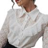 White Elegant Lace Women Shirt See Through Ruffled Fashion Spring Summer Loose Long Sleeve Blouse Female Hollow Out Lapel Fashion Sweet Tops