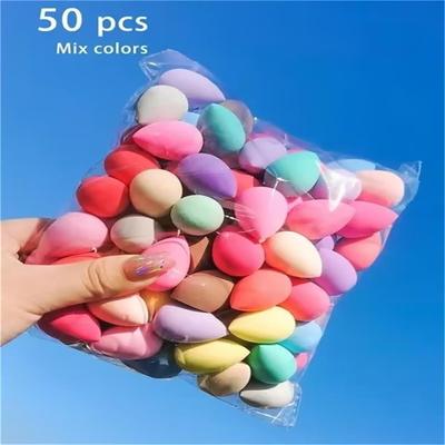 50 Mini Versione Goccia d'Acqua Uovo di Bellezza Spugnetta per Trucco per Uso Sia Asciutto che Bagnato Adatta per Uso Domestico o in Viaggio e per Uso Esterno