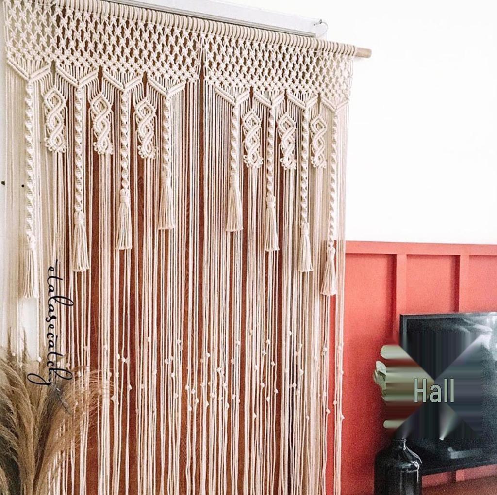 Handmade Woven Cotton Rope Tapestry Door Curtain: Nordic Bohemian Style for Home Decor