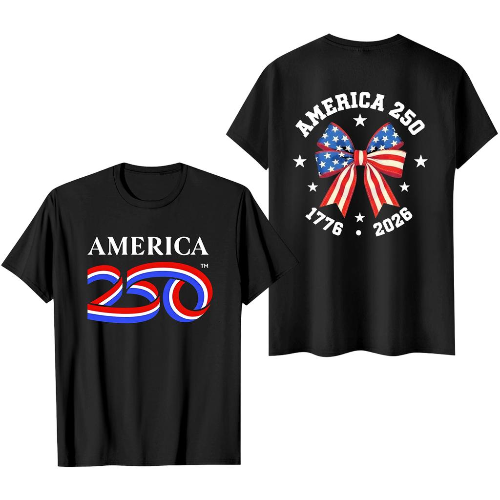 Men's Casual Short Sleeve T-Shirt Crew Neck Letter Print 250th Anniversary Commemorative Graphic Tee 1776 to 2026 Cotton Blend