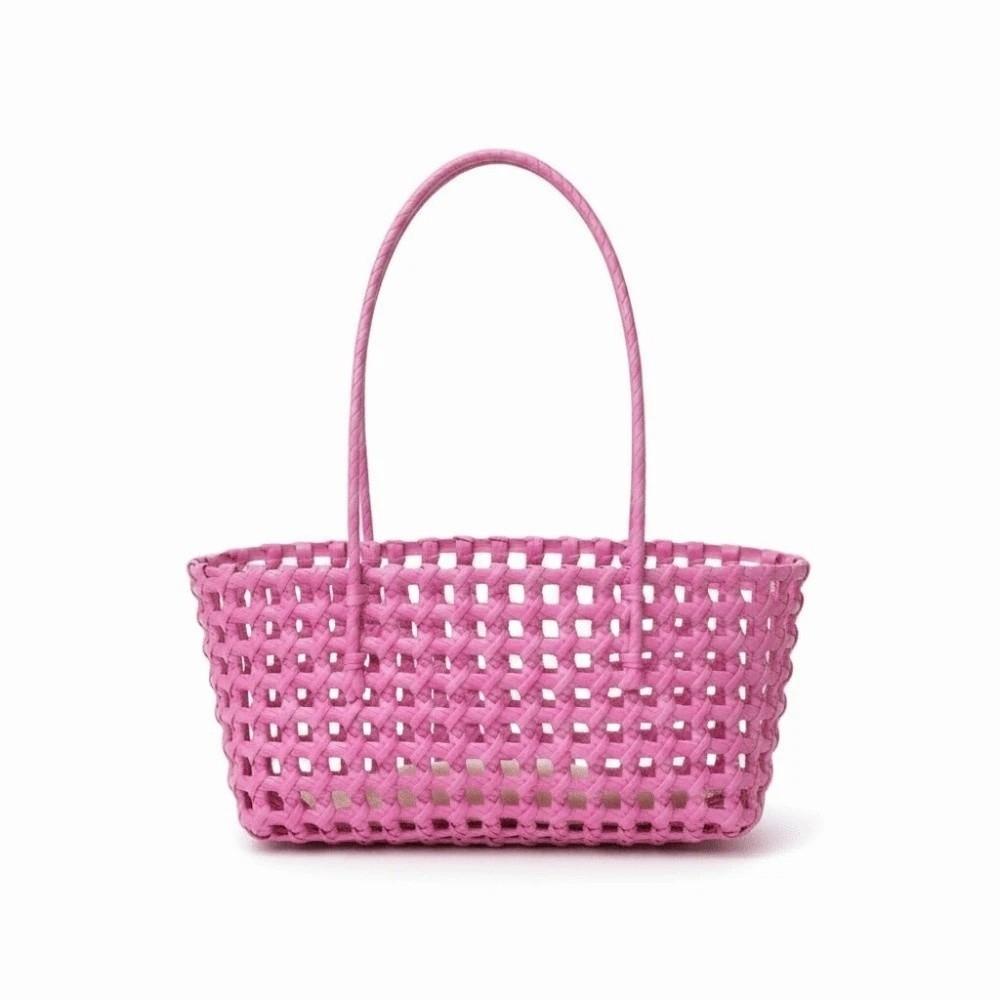 Large Capacity Hollow Out Tote Lightweight Handmade Handbag Woven Basket Bag  Poolside Picnic