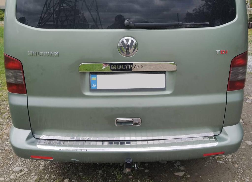Накладка над номером дверь Ляда (нерж) Transporter, OmsaLine - Итальянская нержавейка для Volkswagen T5 2010-2015 гг