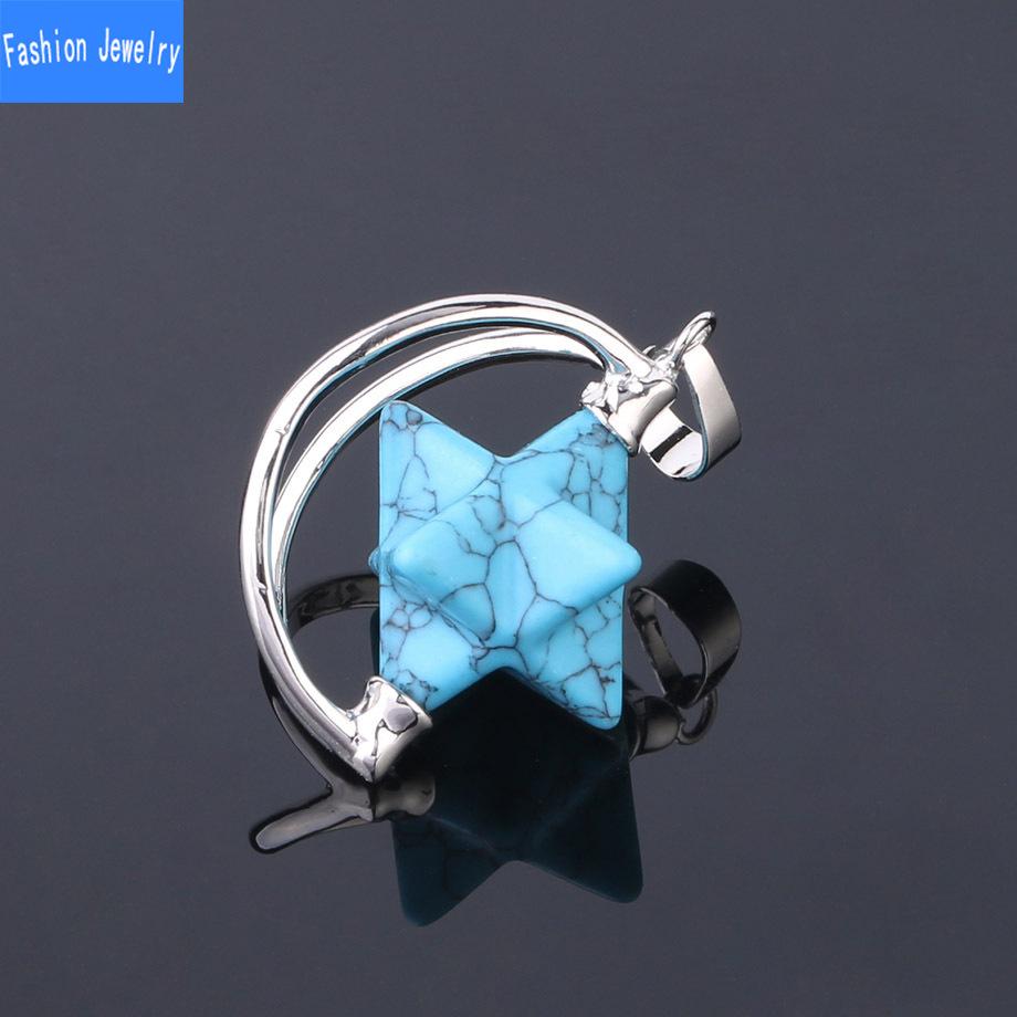 

Таинственное ожерелье с подвеской в ​​виде шестиконечной звезды Мелькаба, подвески могут вращать энергию Меркабы turquoise