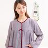 Eye Cotton Double Gauze Long Sizes 33033 K's Women's 100% Open-Front Pajamas, Sleeve, S/M/L/LL/3L, (Brown, M)