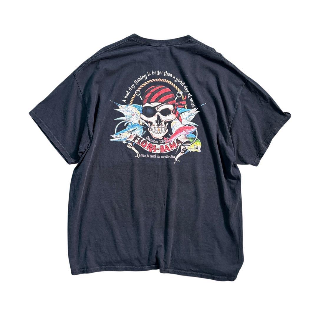 

[Б/У] 7TSM2GILDAN Футболка с принтом черепа и рыбы на спине, Б/У