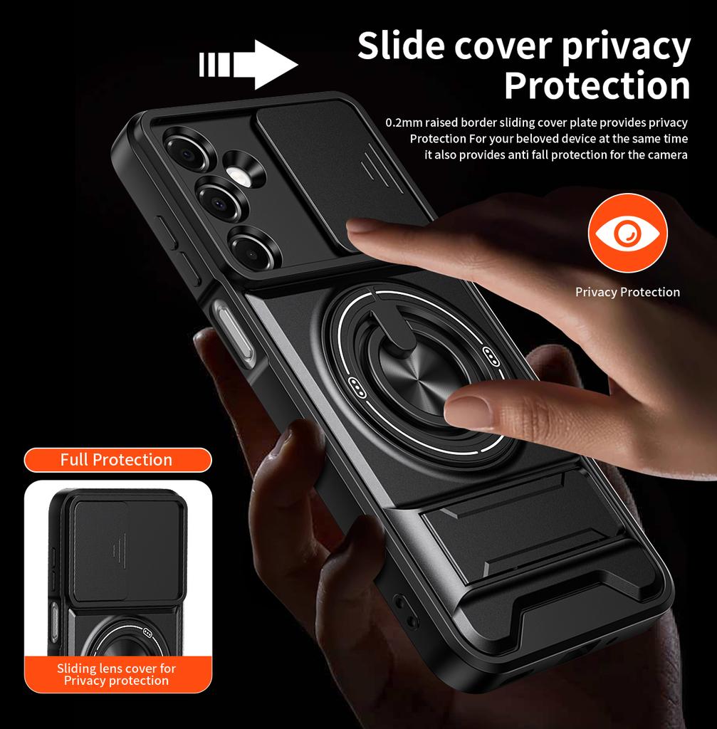 Für Samsung Galaxy A23 A24 A25 A26 A17 F17 A13 A14 A15 A16 A05S A06 A32 Luxuriöse Handyhülle mit drehbarem magnetischen Ringhalter aus Kunststoff