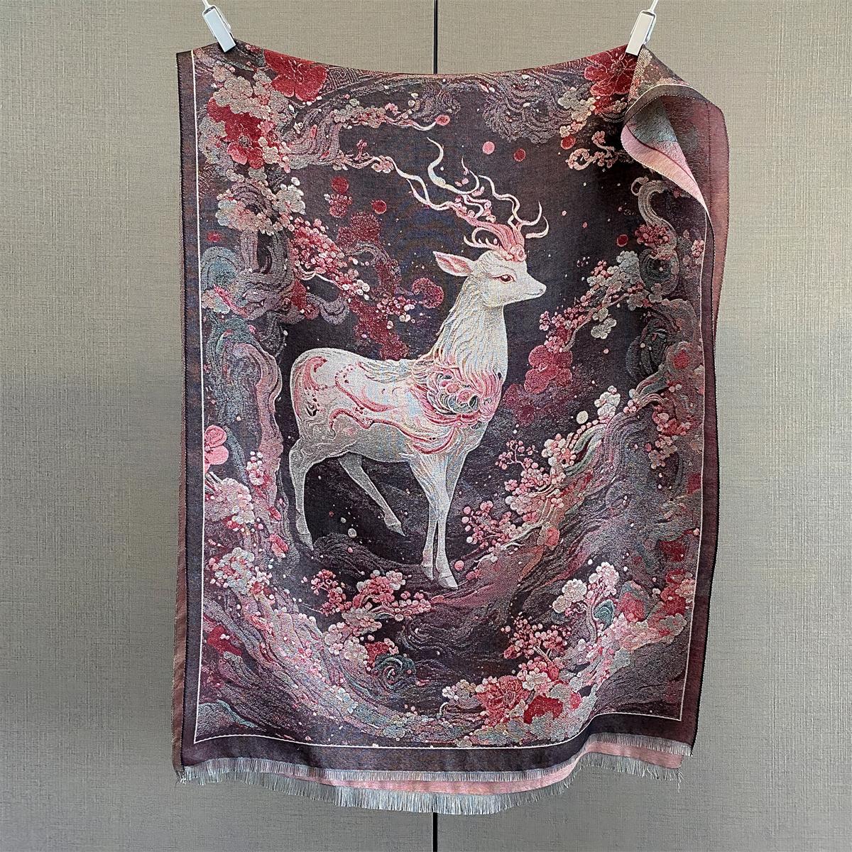 

70*185Cm Luxury Warm Scarf Women’S Tassel Shawl Imitation Cashmere Pashmina Warps Autumnwinter Length Coldproof Floral Blanket