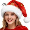 Winter Holiday Gathering Apparel Christmas Santa Hat with Red Sequin, Plush Velvet Party for Adult Hats Adults, Festive Costume Accessory Xmas