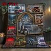 Truck Art Rug 2D Flat Pattern Flannel Blanket, High Quality All Seasons, Home Decor, Warmth and Comfort, Perfect for Christmas Gifts.