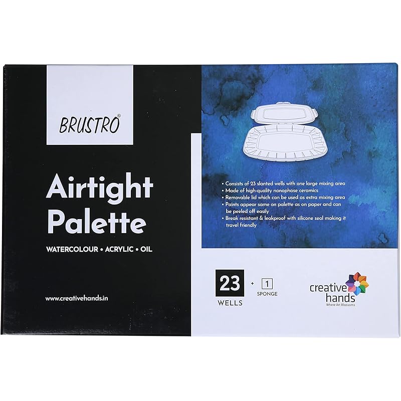 

Brustro Artists Airtight Peel-Off Palette 23 Wells With Separable Lid For Oil, Acrylics, Watercolour And Gouache Made Of Airtight Box 23 Well белый