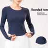 Lulu Slimming Long-Sleeve Yoga T-Shirt: Autumn/Winter Round Neck, High Elastic Slim Fit