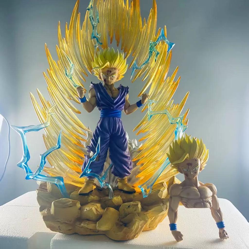 Drogan Boll Son Gohan Anime Figures Super Saiyan 2 Figurine Luminous Statue Replaceable Head Hand Model Fans Birthday Gifts Toys