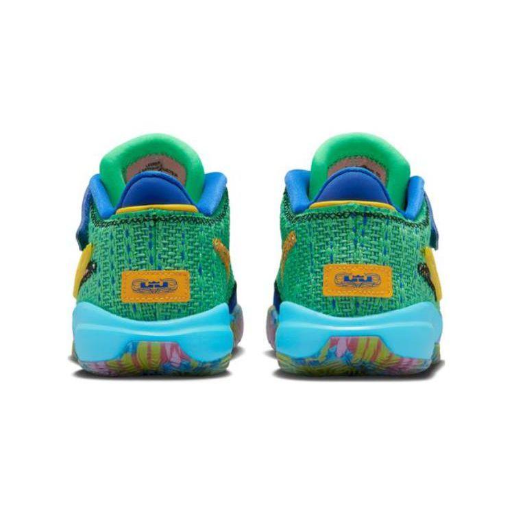 Nike LeBron 20 PS Kaleidoscope Kids Sneakers Green Electric-Algae Game-Royal DV3023-300