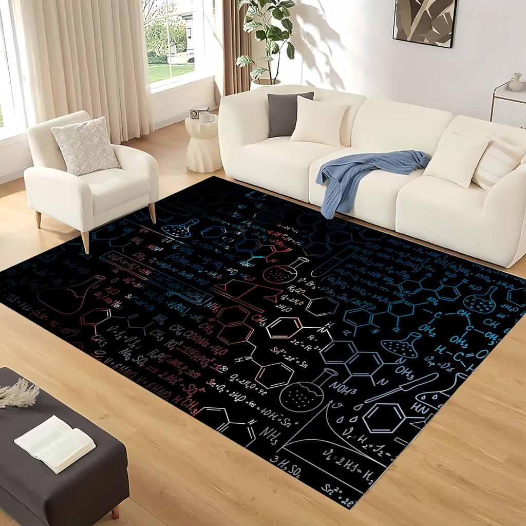 Retro Periodic Table of Elements Physics Formula Area Rug Carpet for Living Room Bedroom Home Decor,Non-slip for Sofa Doormat