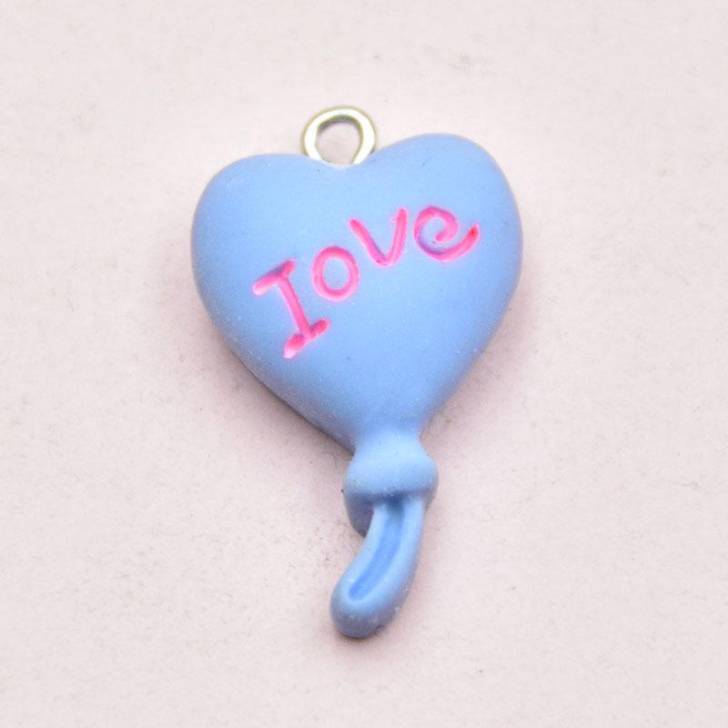 Colorful Resin Heart Balloon Keychain Pendant - DIY Jewelry Accessory