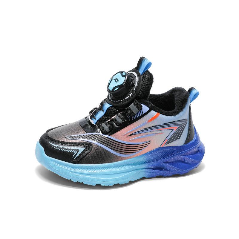 

Boys Autumn/Winter 2024 Soft Sole Non-Slip Sports Shoes with Warm Velvet and Rotating Button Size 32, Inner Length 19.9cm