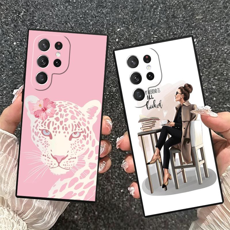 Girl Boss Lady Pink Soft Phone Case for Samsung Galaxy S26 S25 Edge S24 Ultra S23 Plus S22 S21 FE S20 Black Cover Back Shell
