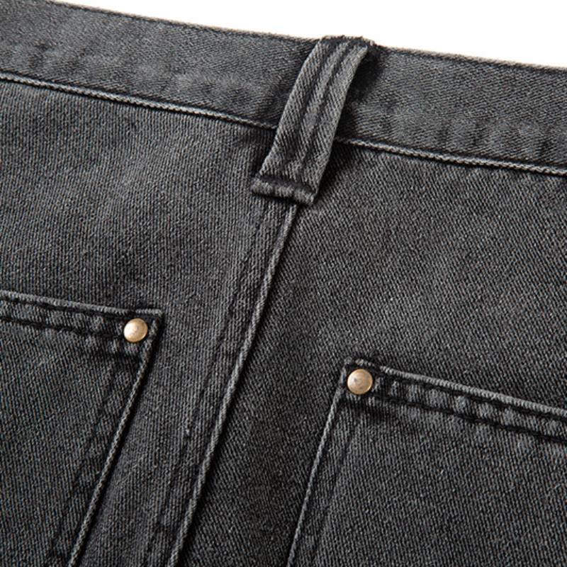 Pantalones vaqueros de calle para hombre, ropa de tendencia, pantalones vaqueros holgados con manchas de tinta en color, pantalones vaqueros con parches y flecos, pantalones holgados con cuernos