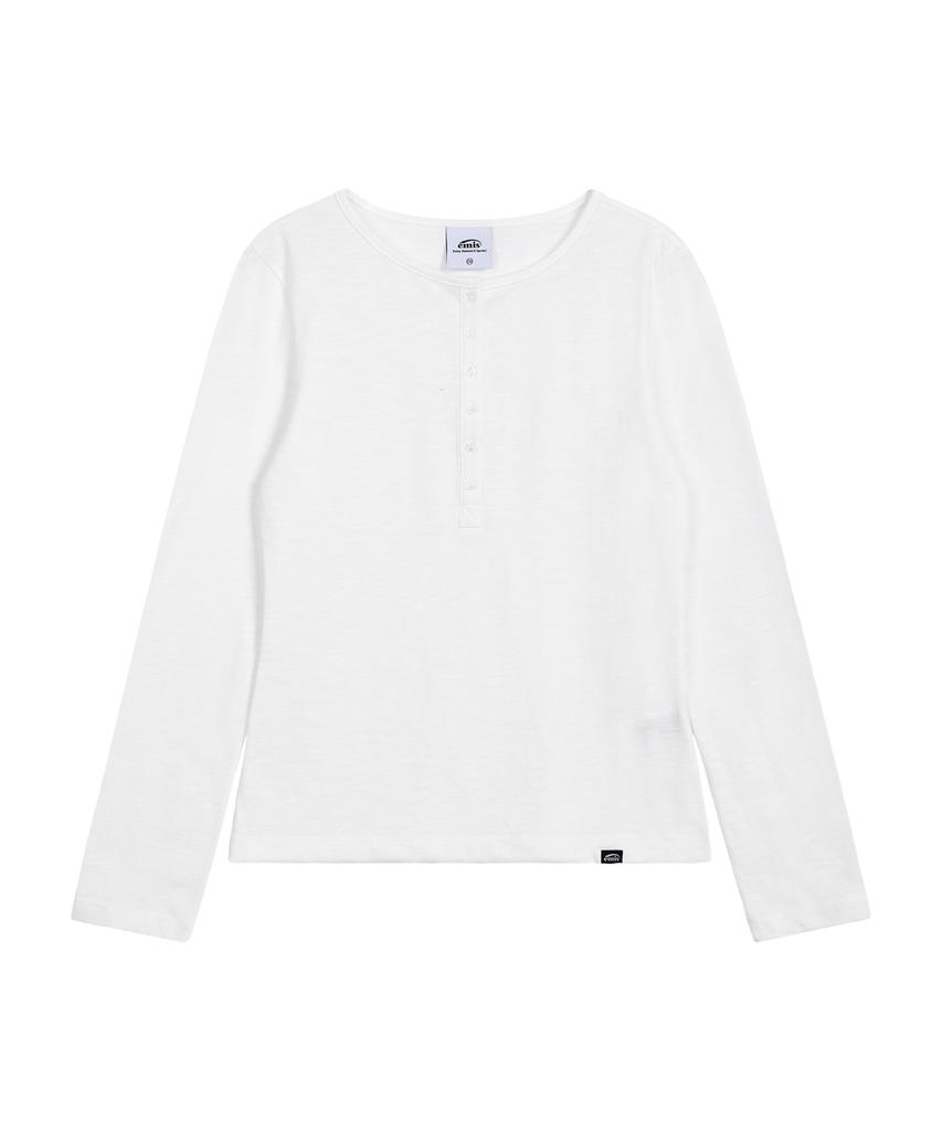 Imiseu (W) Summer Slub Henley Neck T-Shirt-Ivory