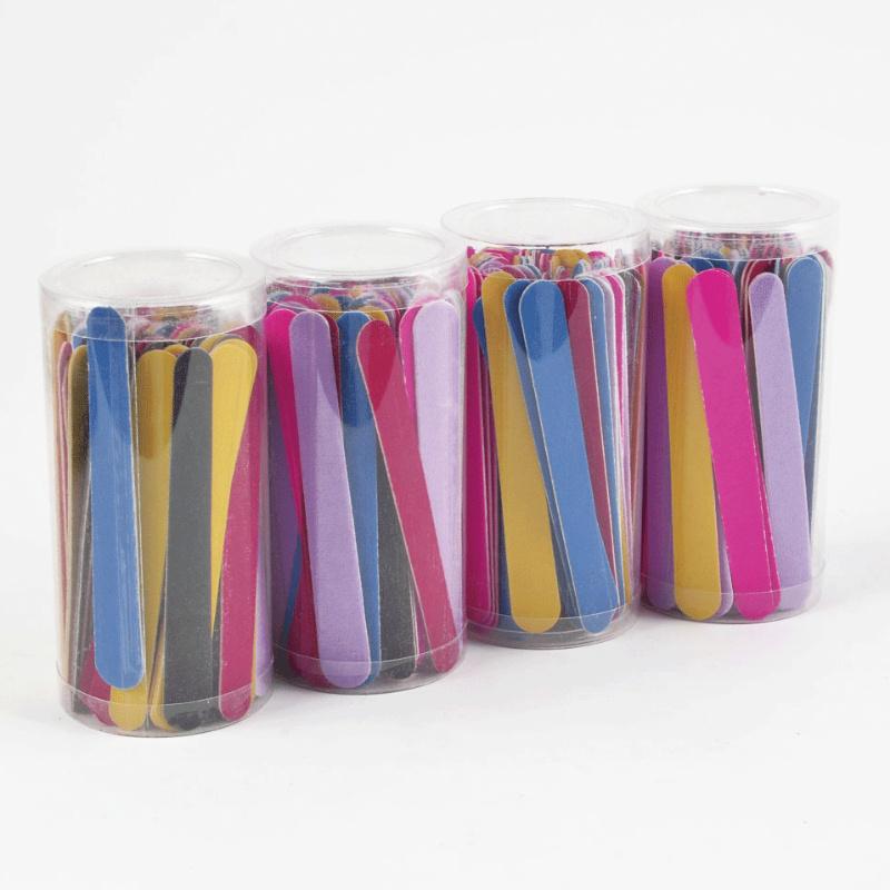 80pcs Nail File Set Grit Double Sided Wooden Emery Boards Barrel Packaging Nail Products Canned Wooden Files with Storage Barrel