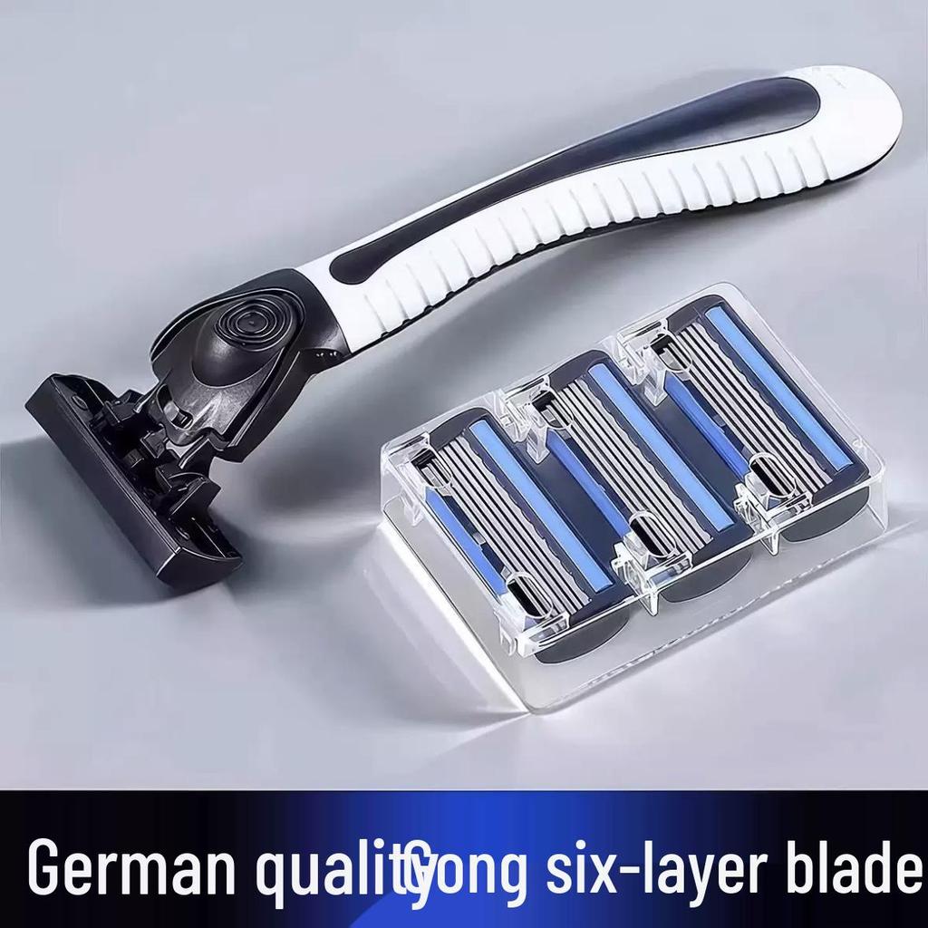 Portable Six-Layer Men's Manual Razor: Classic Beard Blade