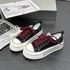 6 Blue and White Porcelain Summer Breathable Low-top Canvas Shoes, New Female Students Thick-soled Breathable Casual Board Shoes