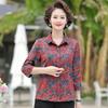 Stylish Floral Seven-Sleeve Tops for Middle-Aged and Elderly Women