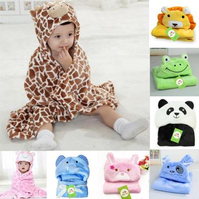 Toddler Baby Boys Girls Cute Cartoon Plush Receiving Blanket Cloak Wrap Bathrobe