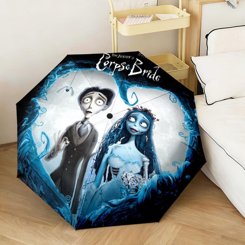1PC Corpse Bride Moonlit Romance Automatic Umbrella - Suitable Travel Outdoor Portable Umbrella Birthday Gift Daily Essentials