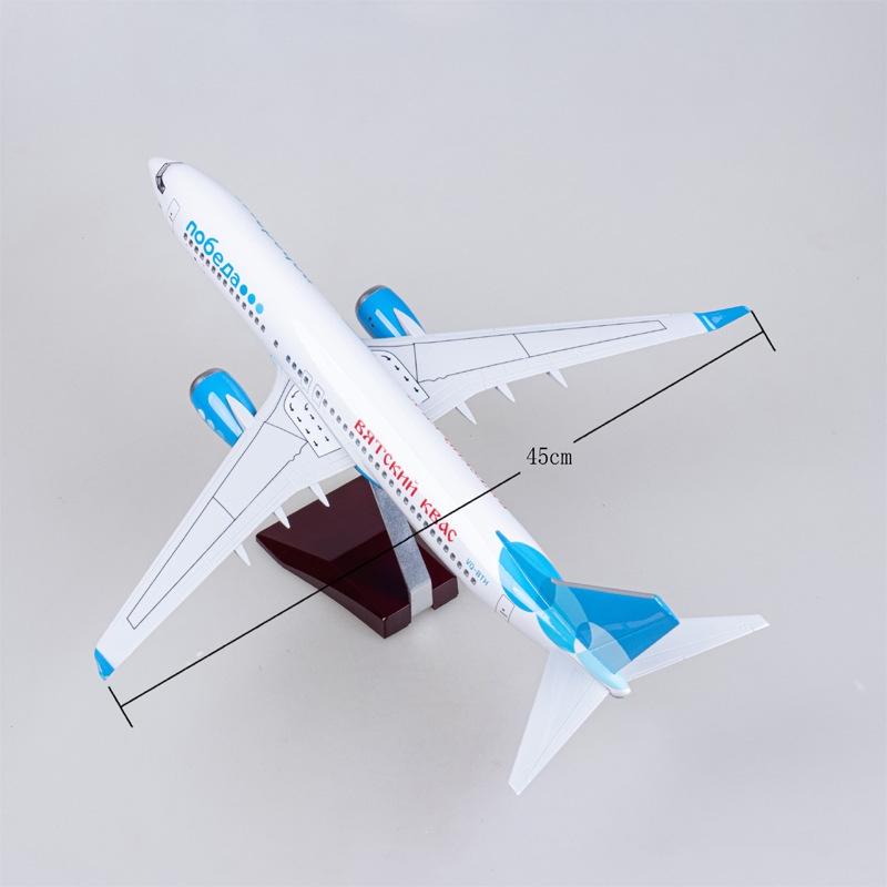 Souvenir Plane Toy Russia Pobeda Airlines B737-800 47CM Airplane Model  Replica Resin Material W Light and Wheel Landing Gears