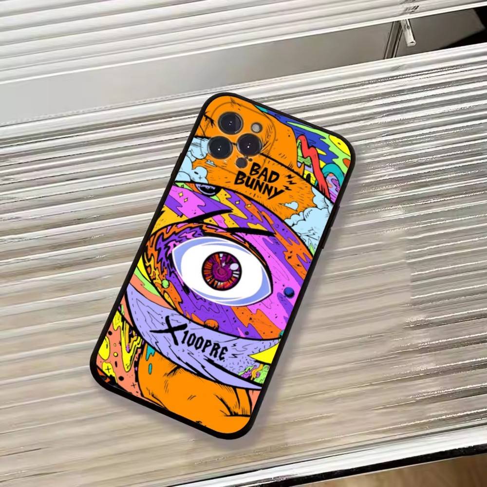Hot Singer B-Bad Bunny Phone Case For iPhone 17,16,15,14,13,12,11 Plus,Pro Max,XS,Soft Silicone Black Cover