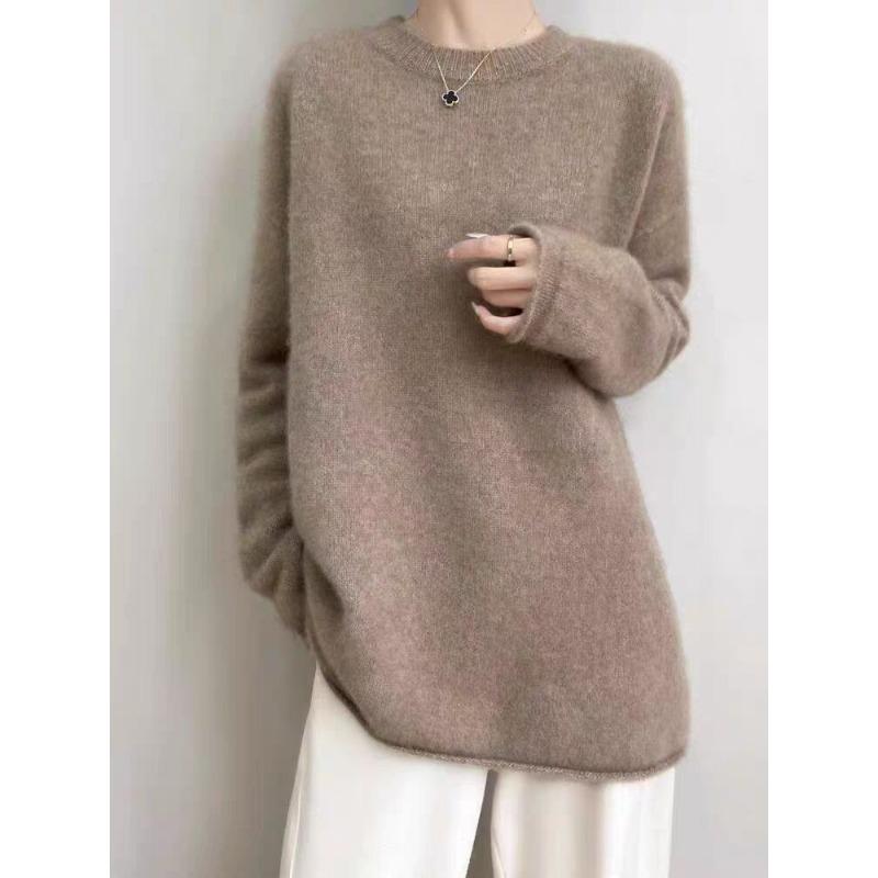 DIMANAF 2025 Autumn Winter Women Sweaters Pullover Tops Knitted Basic Tees Sweater Long Sleeve Loose Shirt