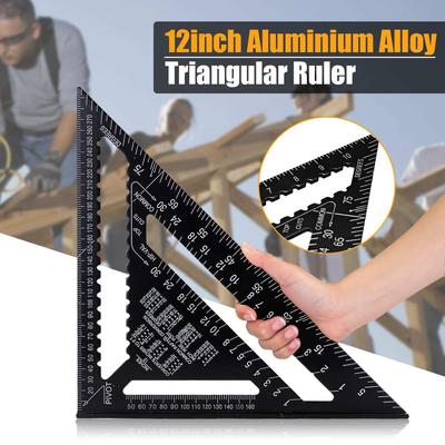12inch Metric Aluminum Alloy Triangle Angle Ruler Protractor Woodworking Measurement Tool 30cm Quick Read Square Layout Gauge