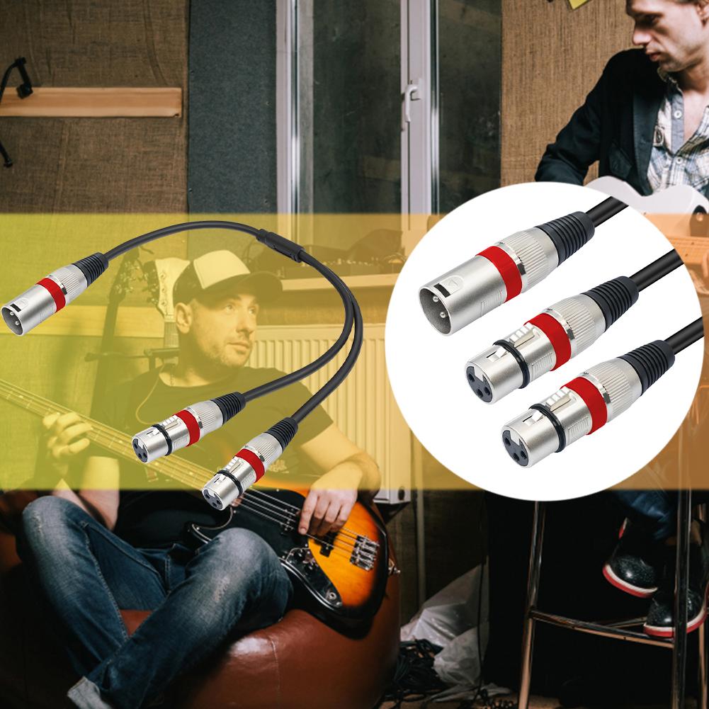 1.5ft/0.5m XLR Male To Dual XLR Female Y Splitter Mic Cable 3 Pin XLR Male To Dual XLR Female Patch Y Cable