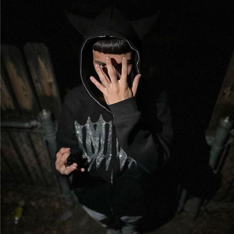 Y2K Unisex Rhinestone Full Face Zipper Hoodies Sweatshirt Loose Oversized Gothic Letter Star Print Men's Women's Streetwear Coat