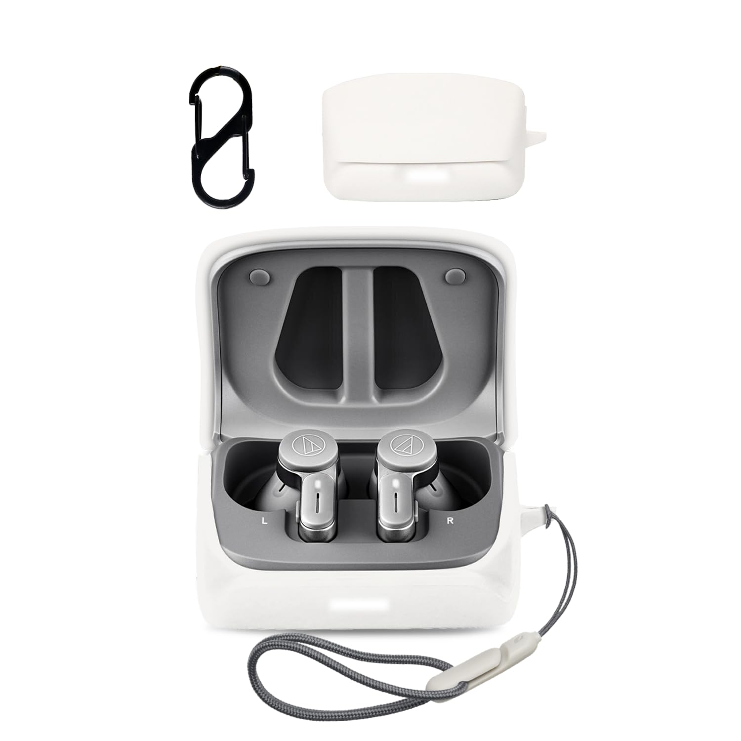 

Для Audio-Technica ATH-TWX7 Case Cover [RIGFUJUN] Защитный чехол с карабином, Защита от потери, Чехол для наушников, Защита от царапин, Ударопрочный,