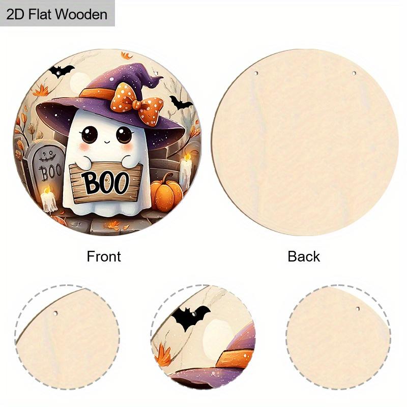 Halloween Wooden Sign with Adorable Ghost Pattern - Charming BOO Figurine Ornaments - Ideal for Front Door, Wall, Room Decor