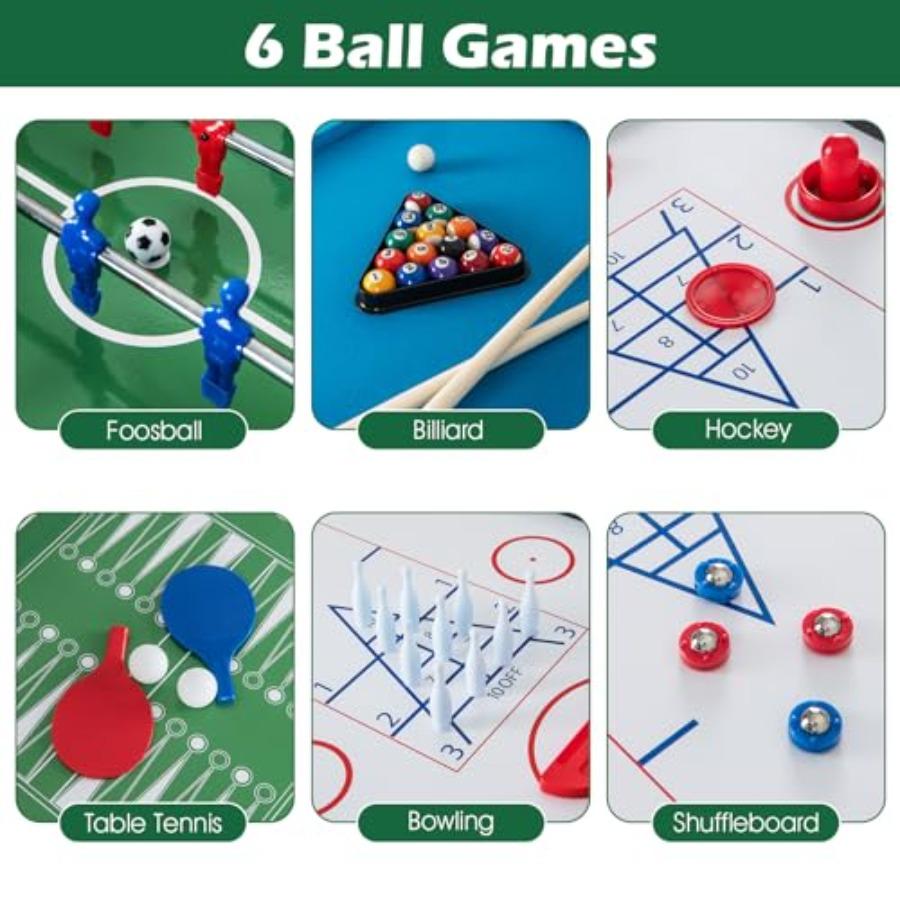 12in1 Multi Game Table 48 Inch Combination Game Tables with Foosball Hockey Ping Pong Pool Chess Bowling Checkers Shuffleboard